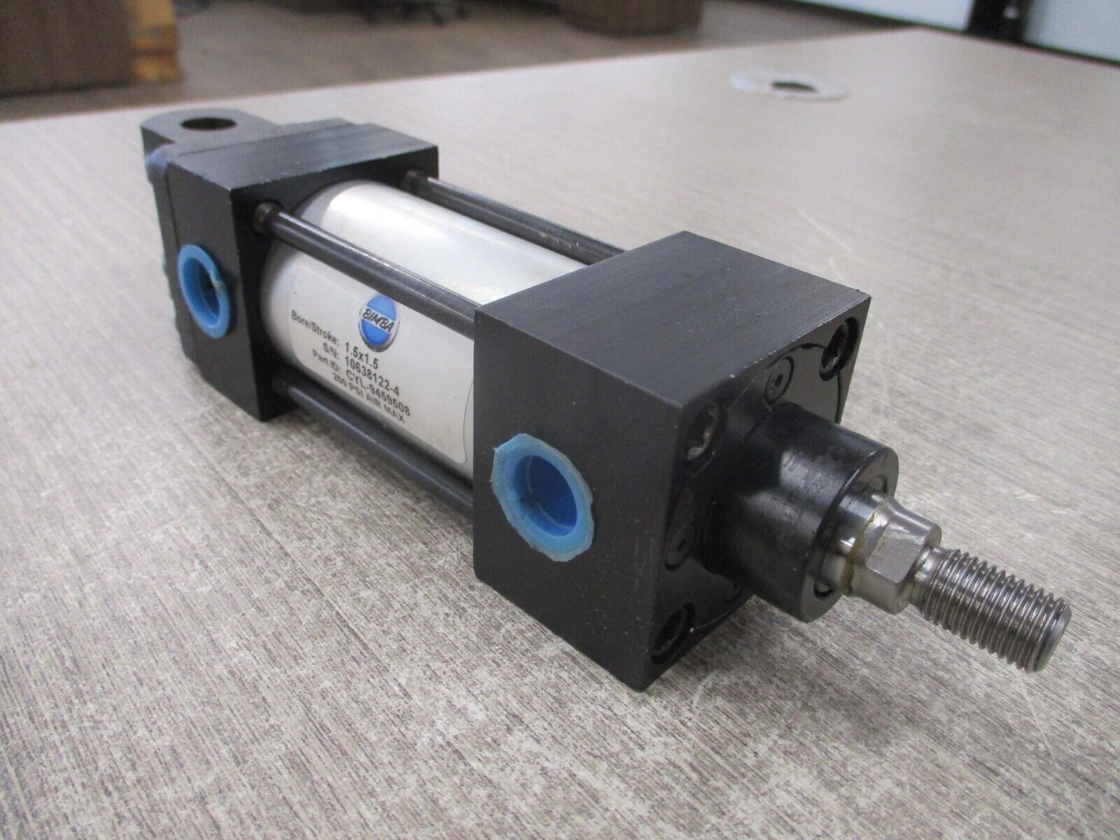 Bimba Pneumatic Air Cylinder CYL-9459508 250 PSI Bore/Stroke : 1.5x1.5 Used