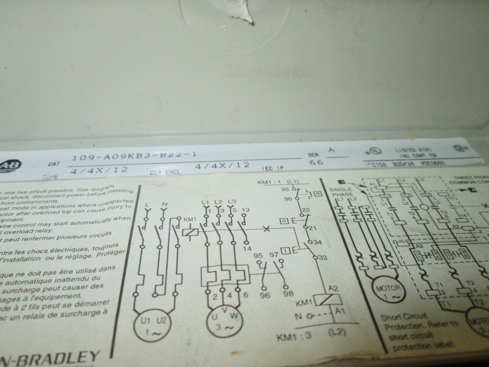 Allen-Bradley Enclosed Contactor 100-A12NB13 Solid State Overload 480V Coil Used