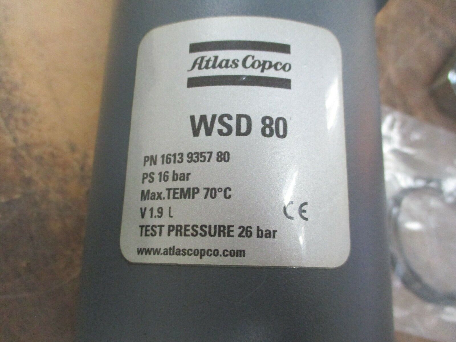 Atlas Copco WSD80 Water Separator 1613 9357 80 PS 16 bar V 1.9 L New Surplus