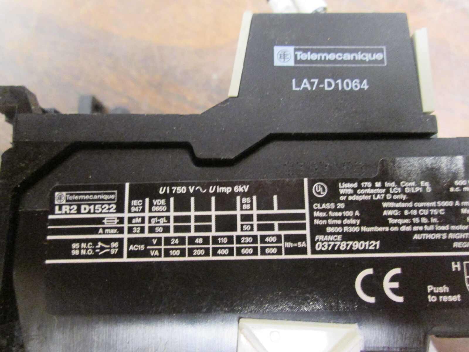 Telemecanique Solid State Overload w/ DIN Rail Adapter LR2 D1522 Trip:17-25A