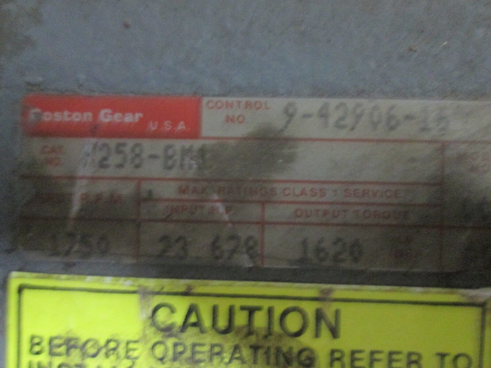 Boston Gear Reducer R258-BM1 23.678 HP IN 1620 IN-LB Torque Out Used