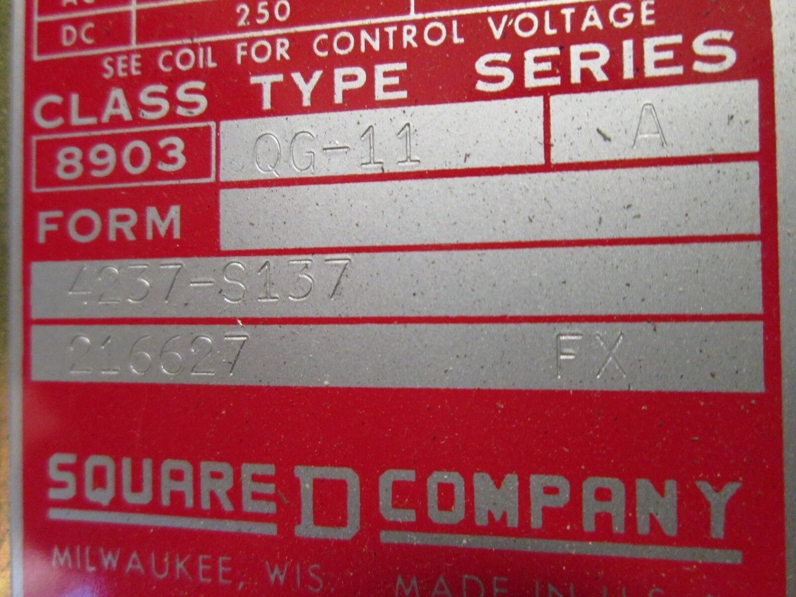 Square D Lighting Contactor 8903QG-11 100 A 480/277 V 208-220 V coil