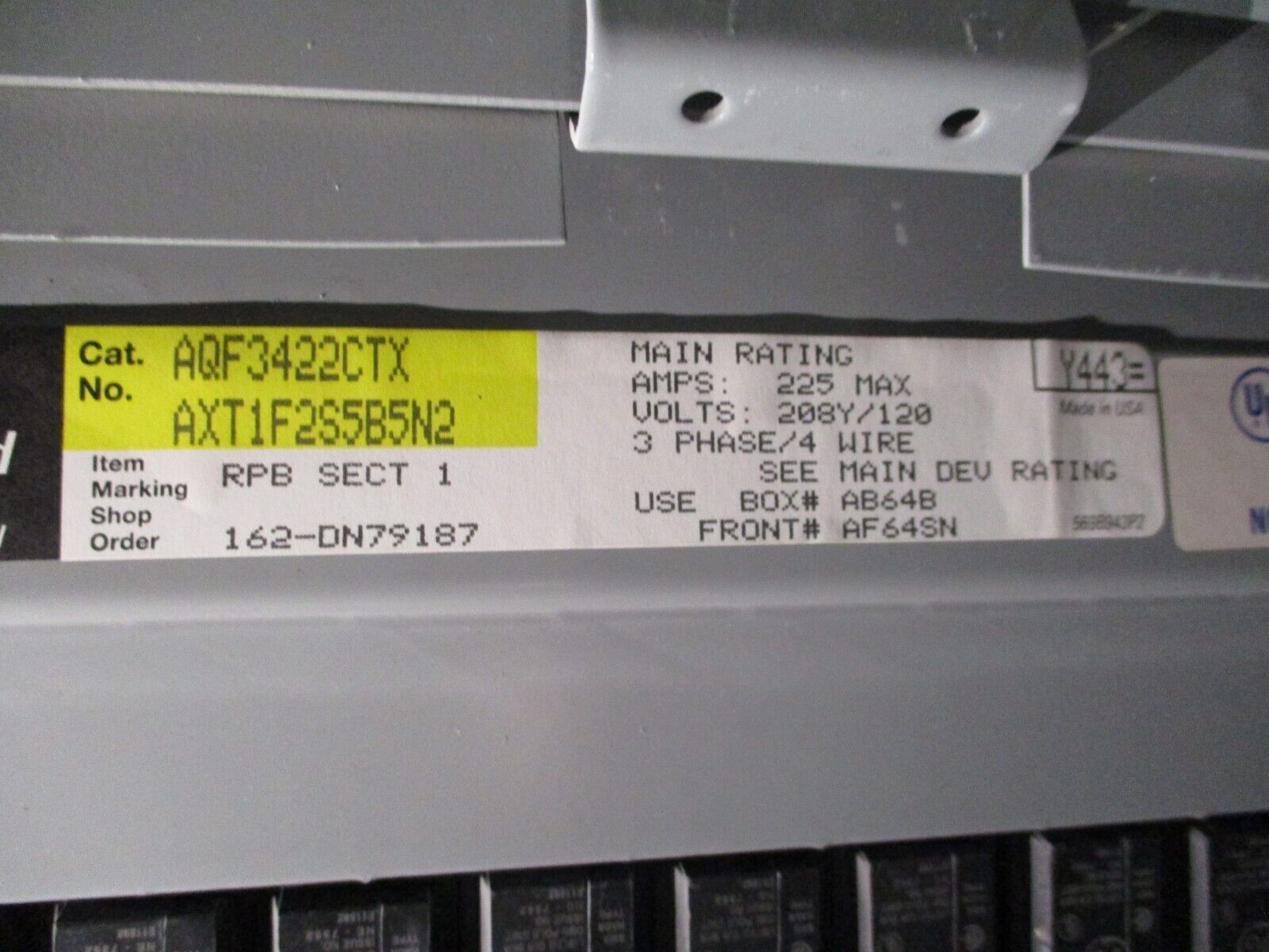 GE Main Breaker Circuit Breaker Panel AQF3422CTX 225A Max, 150A Main 208/120V 3W