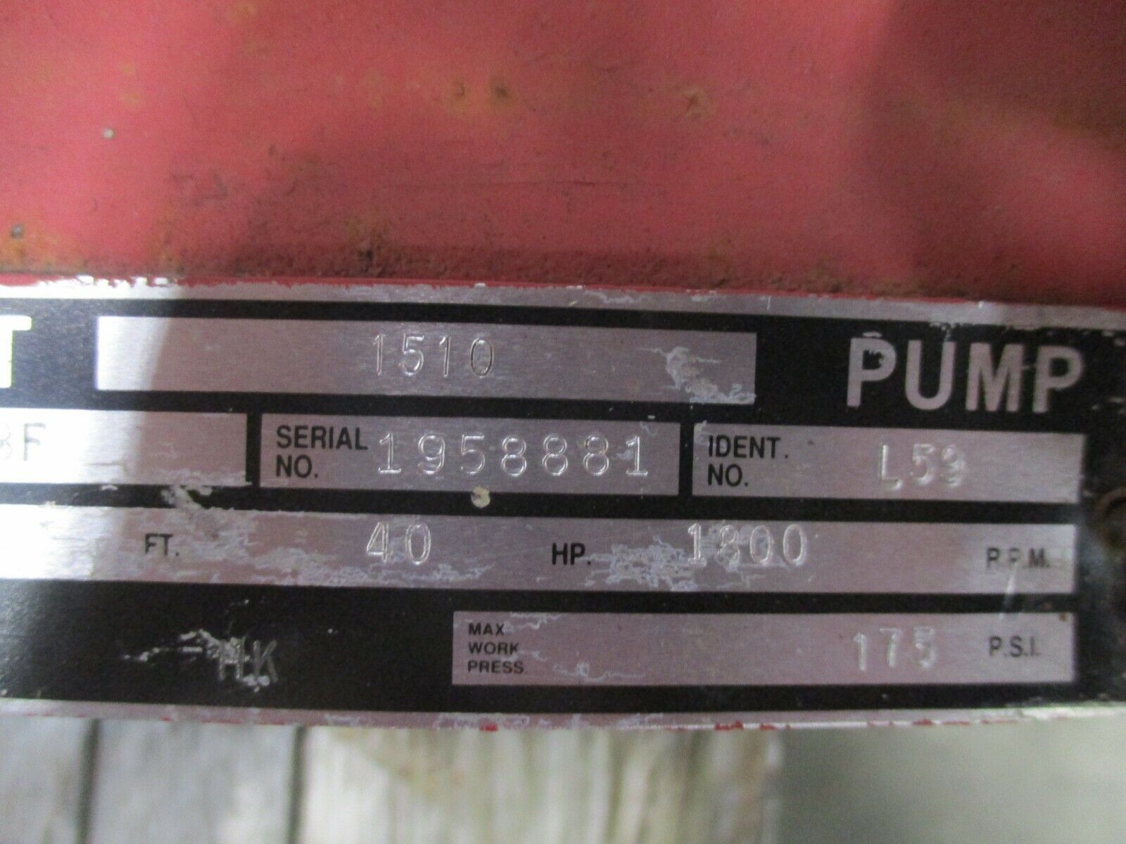 Bell & Gossett 1510 Pump 6E 9.750 BF 40HP 1270GPM 78FT Head 1800RPM Used