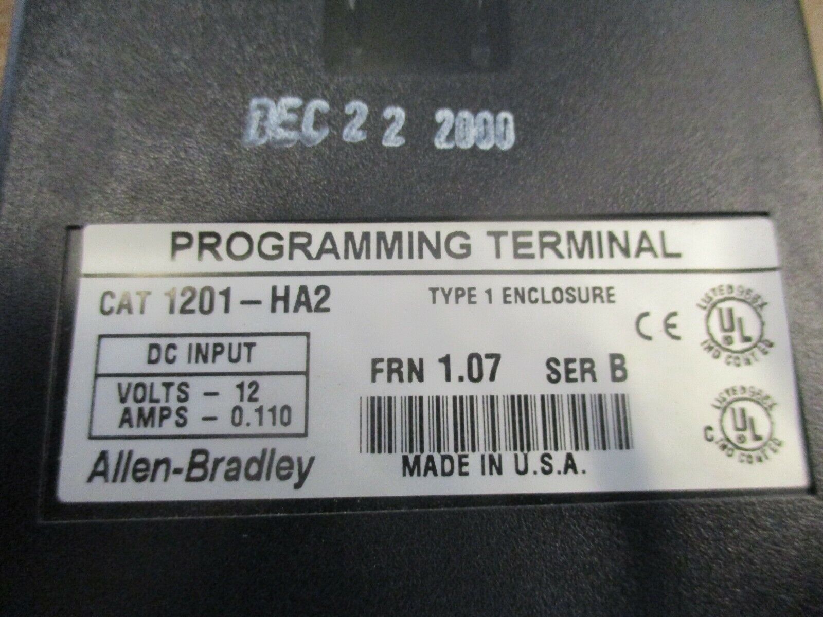 Allen-Bradley Programming Terminal Keypad 1201-HA2 Ser. B FRN: 1.07 w/Mount Used