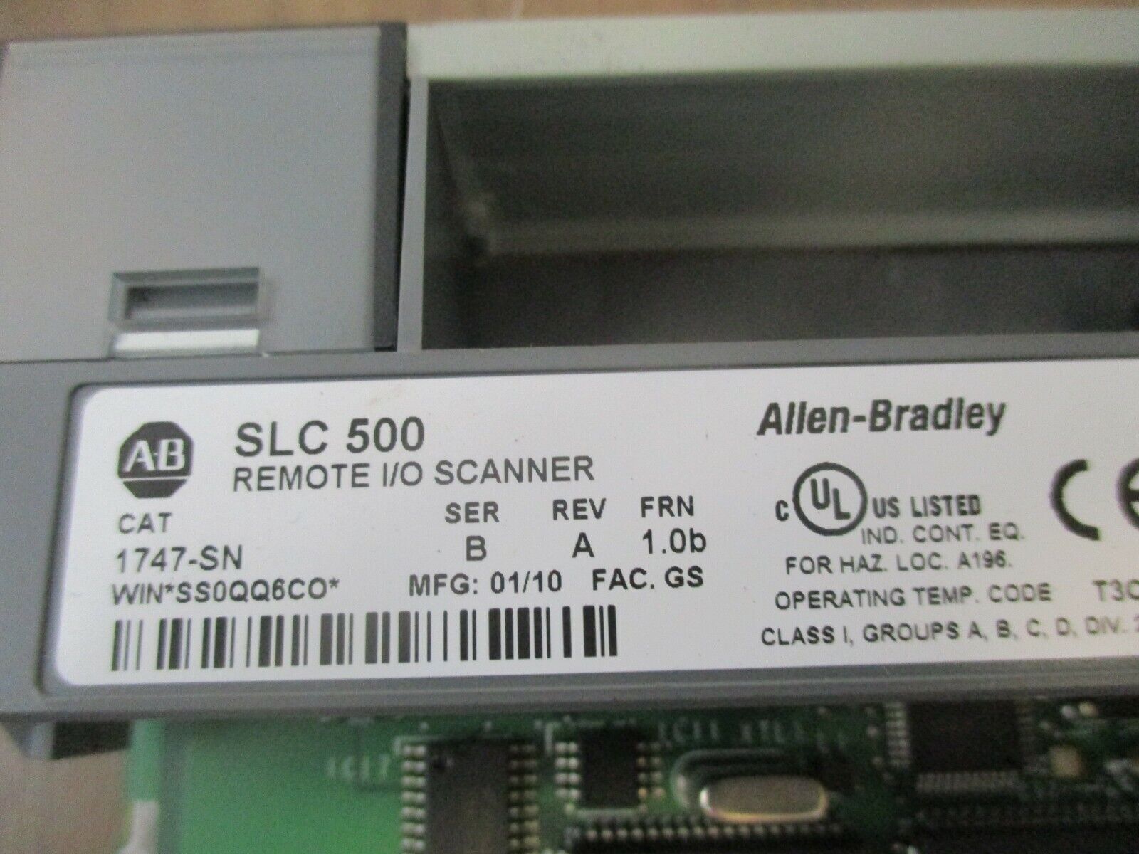Allen-Bradley SLC500 Remote I/O Scanner 1747-SN Ser. B Rev. A FRN: 1.0b Used