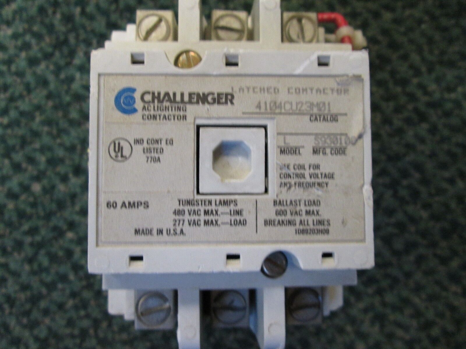 Challenger AC Lighting Contactor 4104CU23M01 60 A 600 V 120 V coil