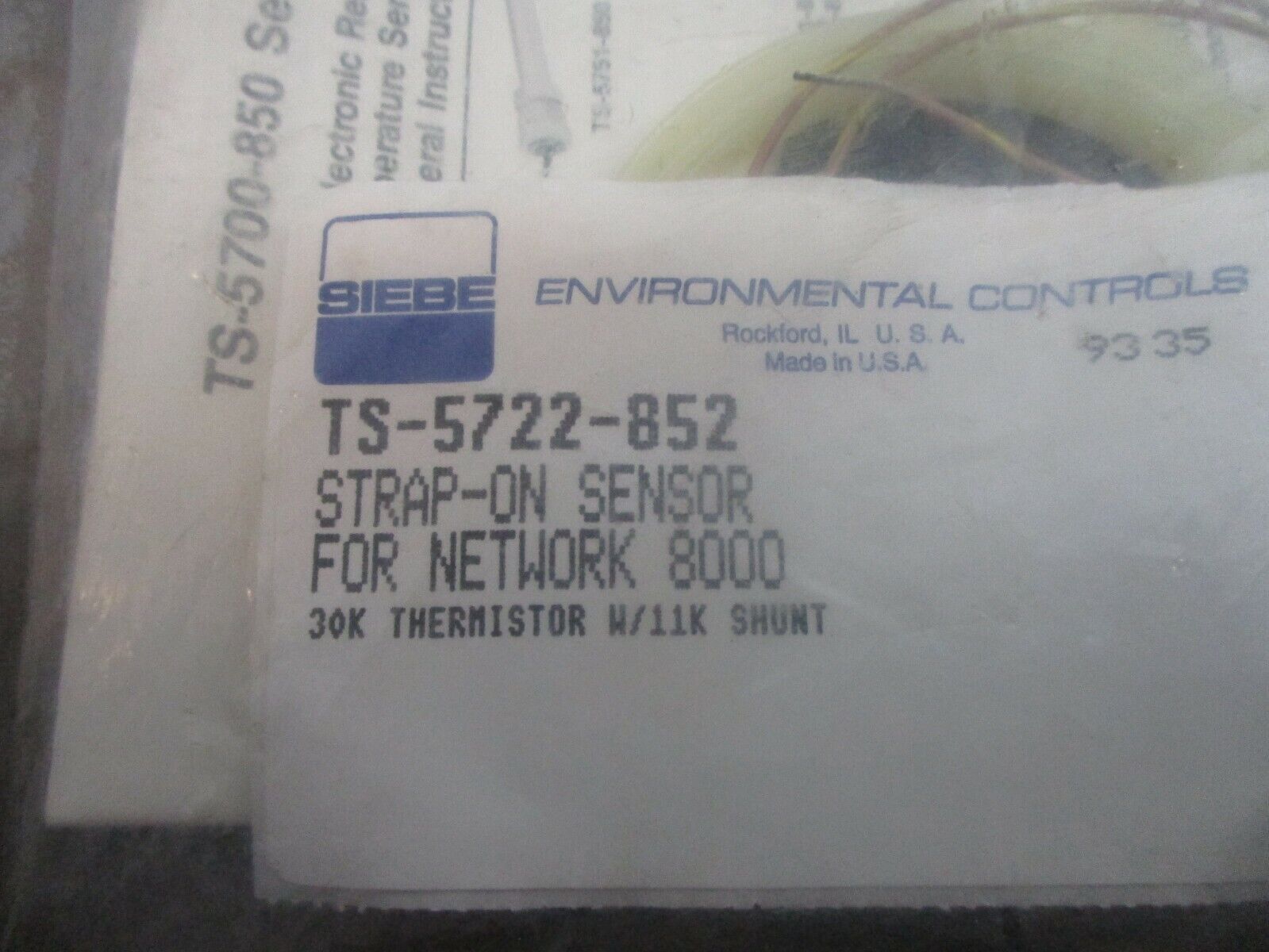 Siebe Strap-On Temp Sensor TS-5722-852 For Network 8000 30K Thermistor