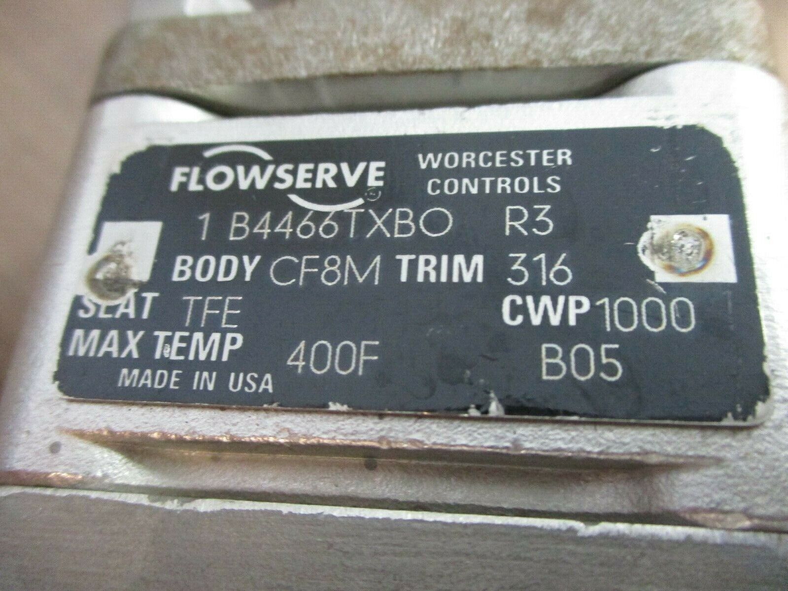 Flowserve Worchester Controls Ball Valve 1B4466TXBO R3 1000CWP Body: CF8M Used
