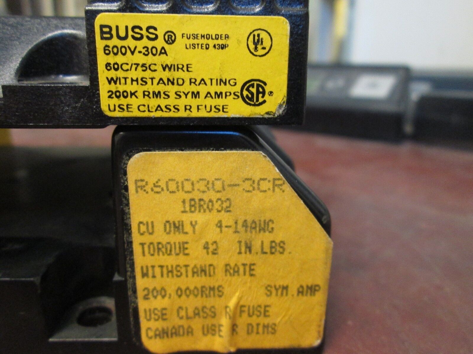 Bussmann Fuse Block R60030-3CR 30A 600V 3P *Lot of 2* Used