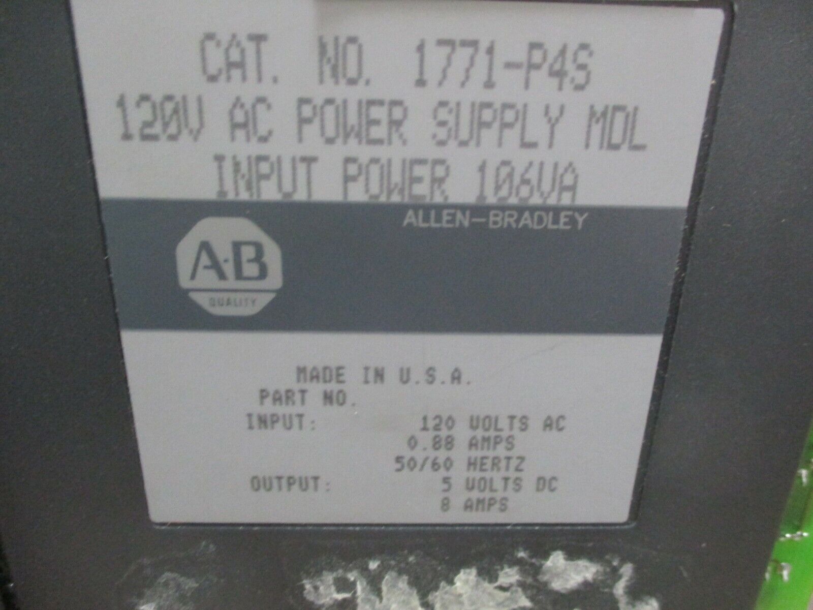 Allen-Bradley Power Supply Module 1771-P4S 106VA Used