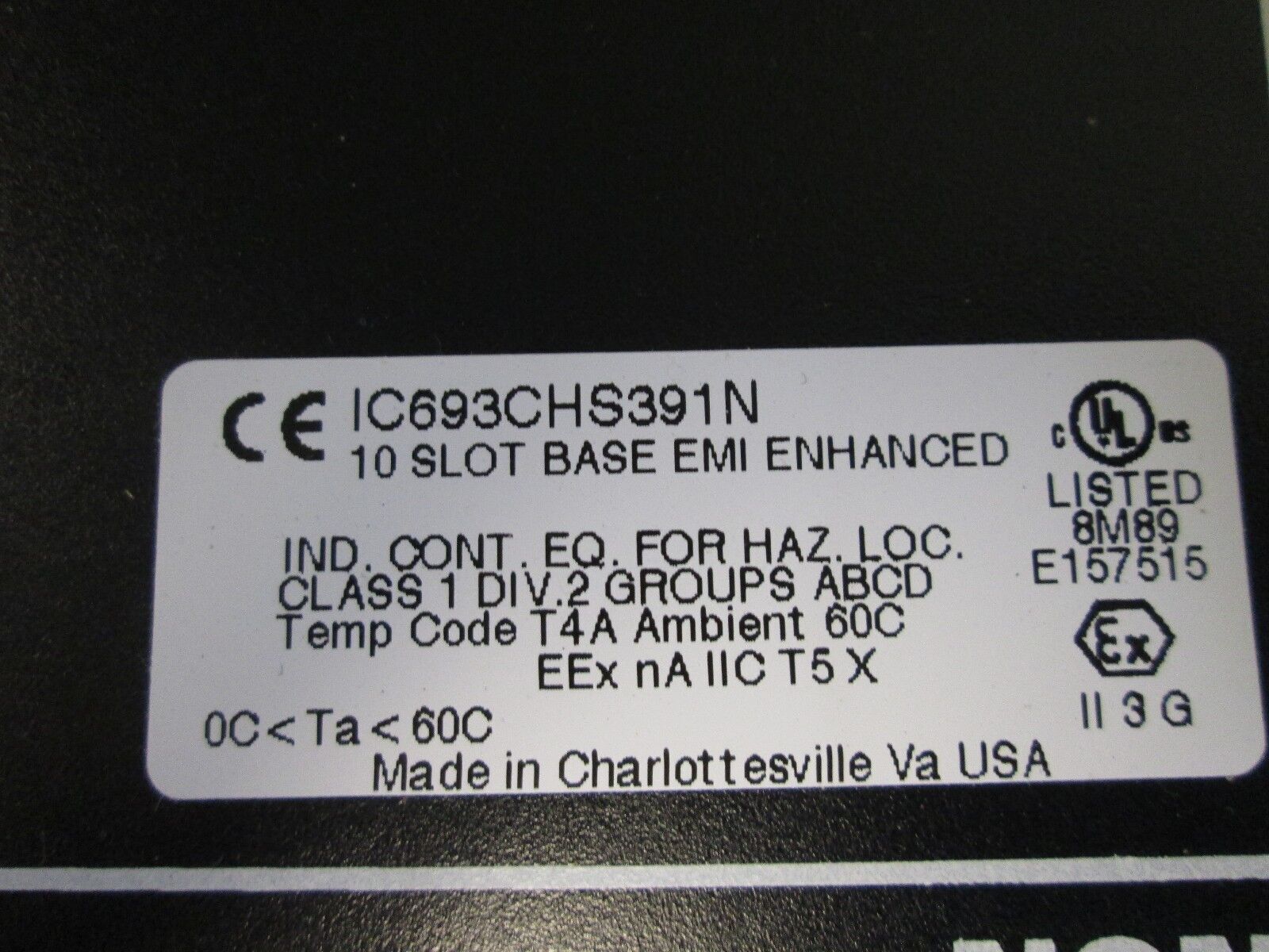 GE Fanuc Base Chassis IC693CHS391N 10-Slot EMI Enhanced Used