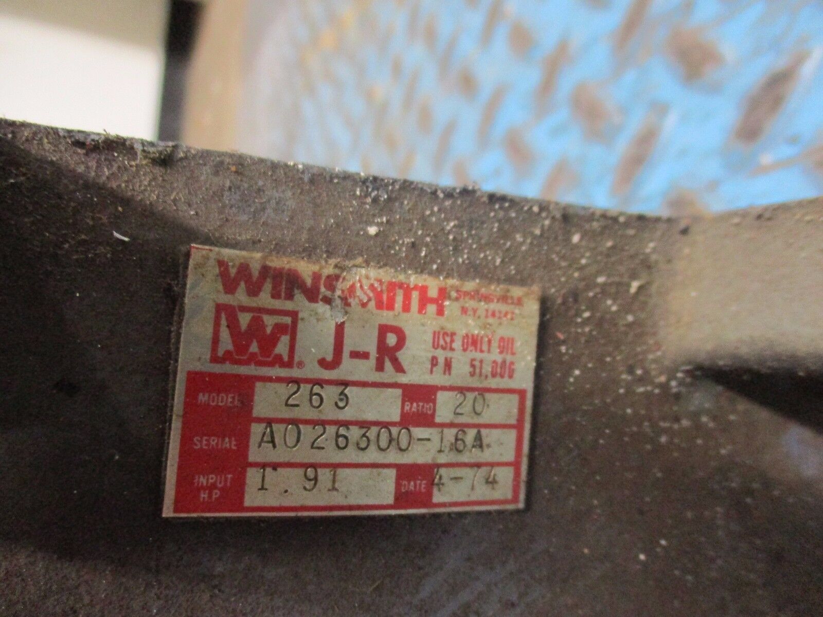 Winsmith J-R Reducer 263 Ratio 20:1 1.91Hp In Used