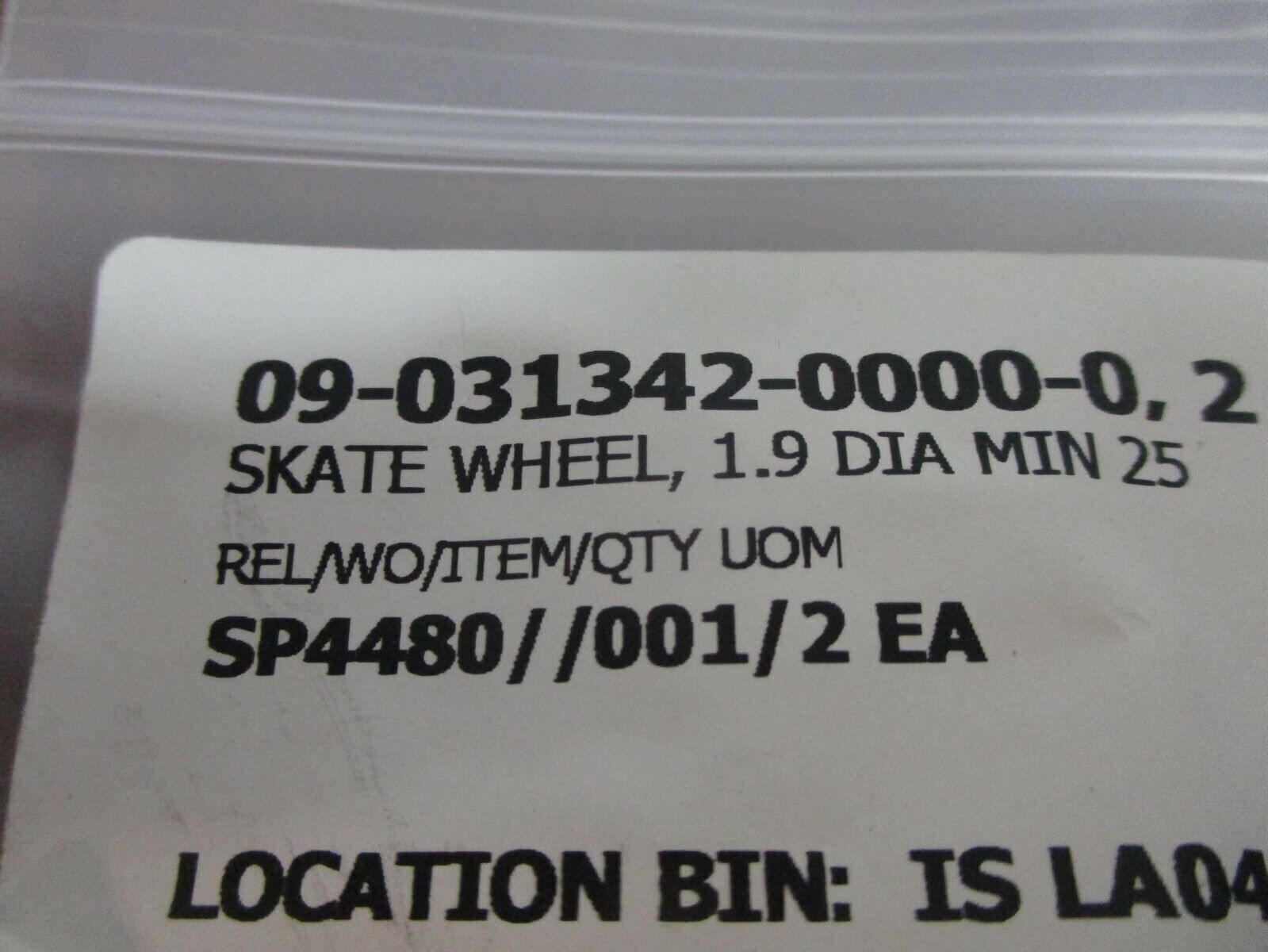 Misc. Brand Plastic Skate Wheel 09-031342-0000-0 1.9" Diameter *Lot of 2*