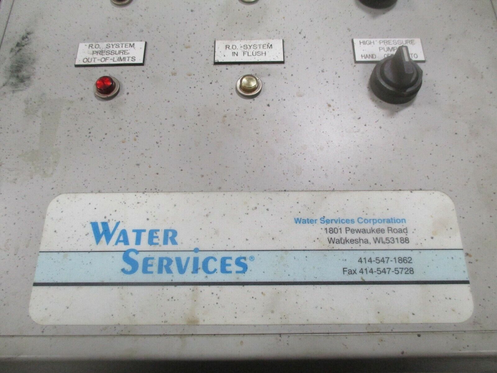 Water Services Corp Reverse Osmosis Controller TFBG12600 Used