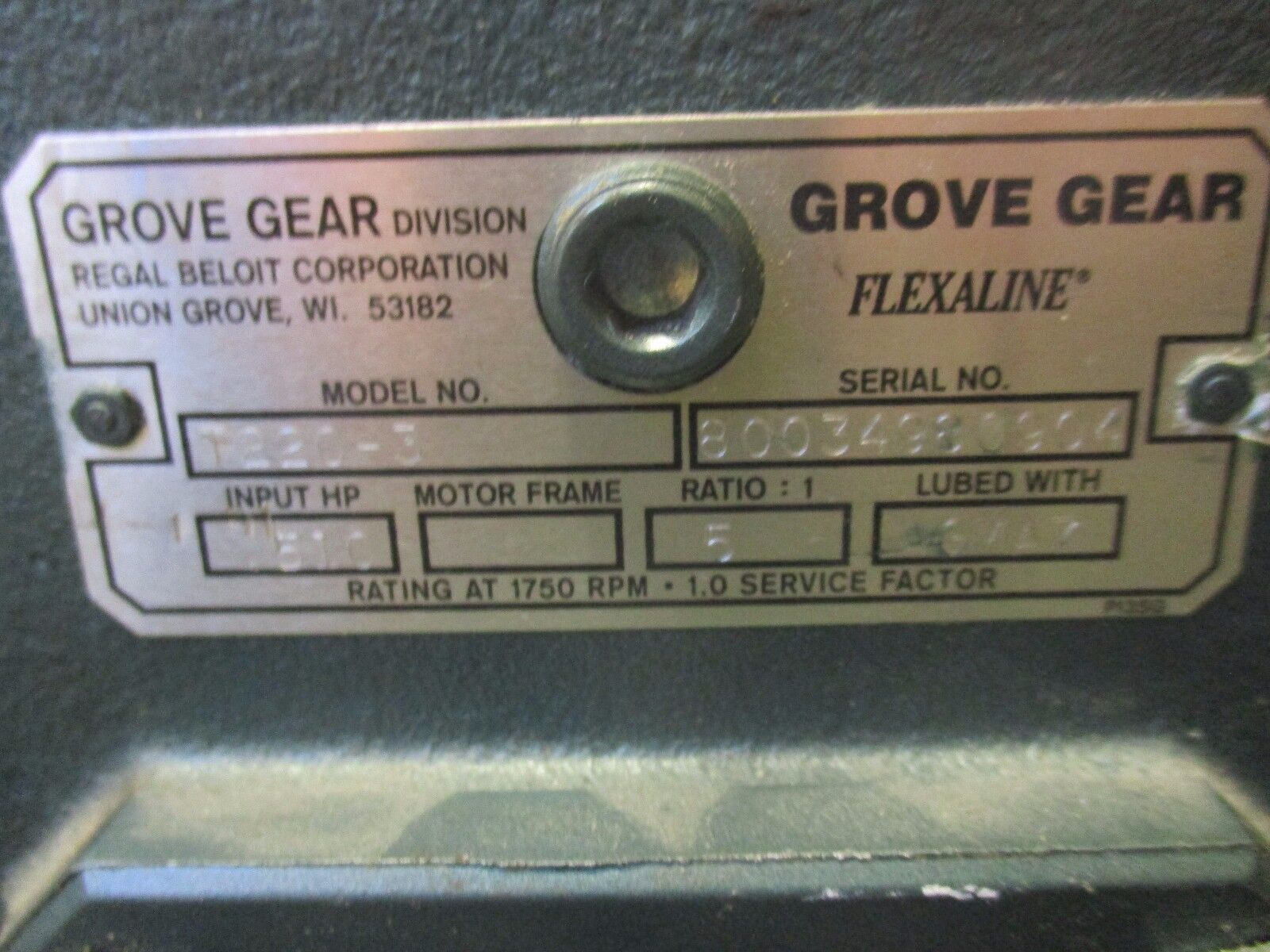 Grove Gear Flexaline Reducer T220-3 Ratio 5:1 New Surplus
