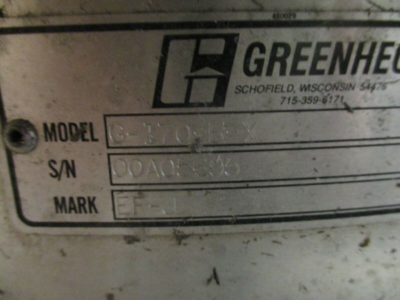 Greenheck Exhaust Fan G-170-B-X Used