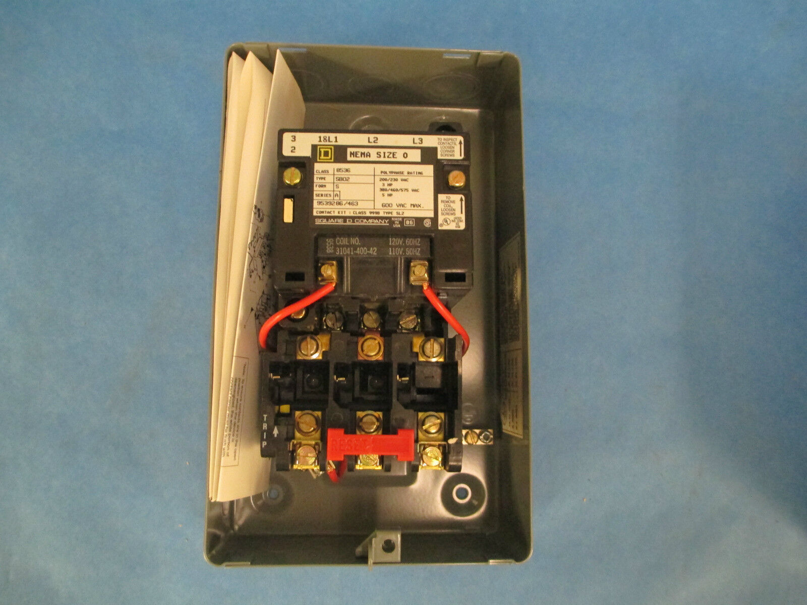 Square D 8536SBO2 8536SB02 Nema Size 0 Starter New Surplus