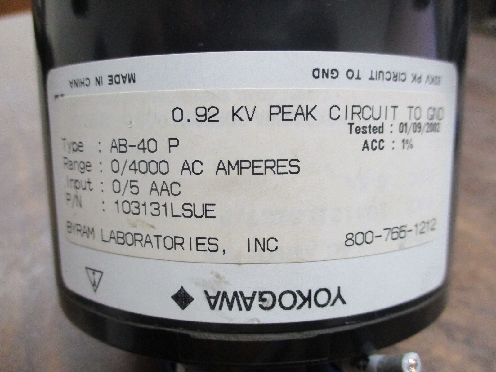 ASCO AC Ampmeter AB-40P Input: 0-5A Range: 0-4000V Used