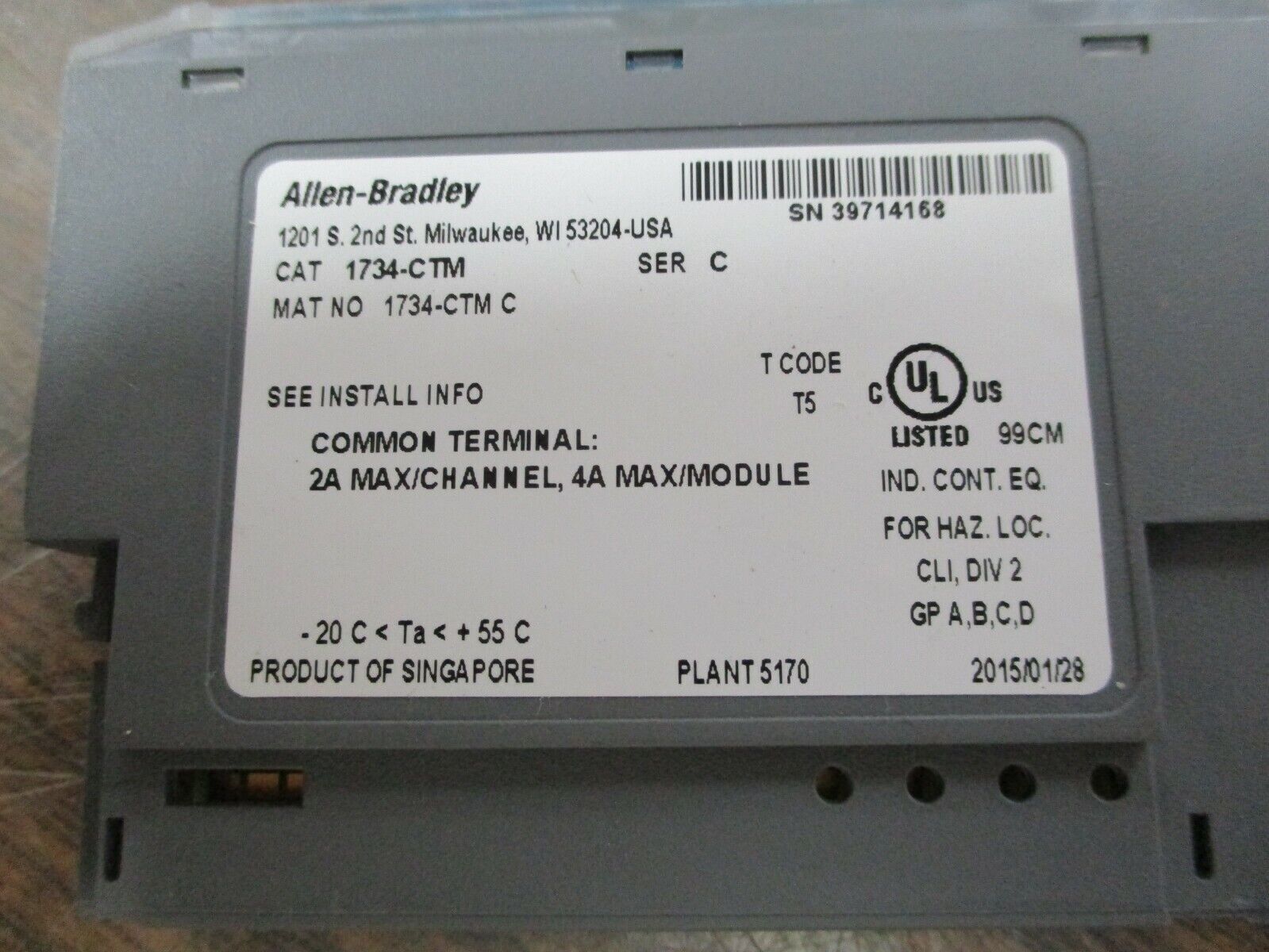 Allen-Bradley Common Terminal Module 1734-CTM Ser. C Used