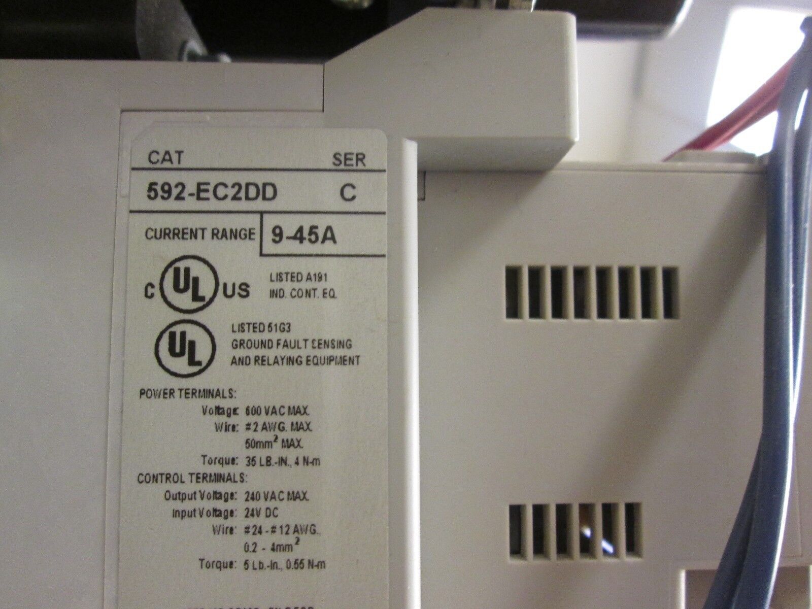 Allen-Bradley Size 3 Starter 509-DOD 90A 600V Overload Range: 9-45A Used
