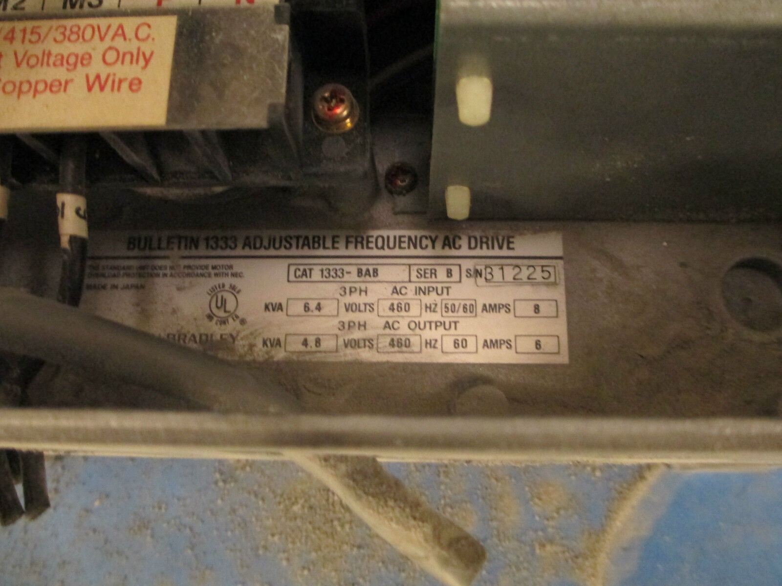 Allen-Bradley Adjustable Frequency Drive 1333-BAB, 8A 460V 3PH