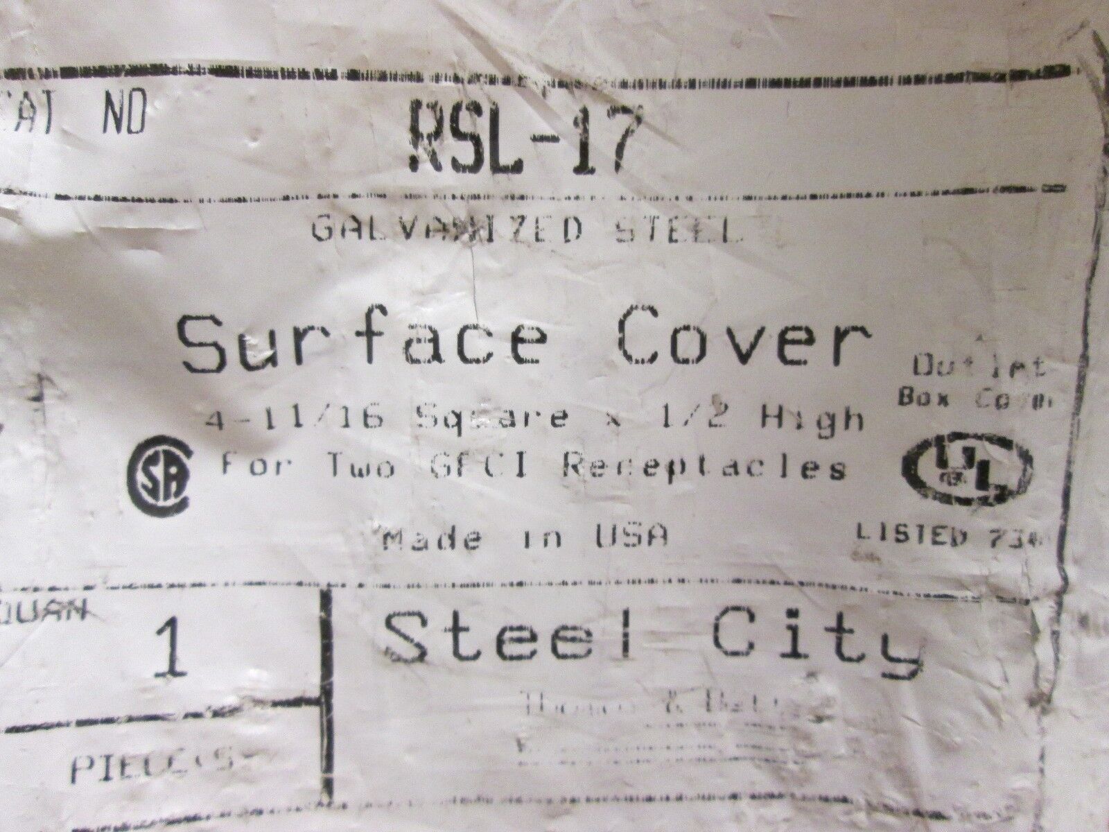 Square Cover for Outlet Box Size 4-11/16" Raised 1/2" Approx 75 Pieces