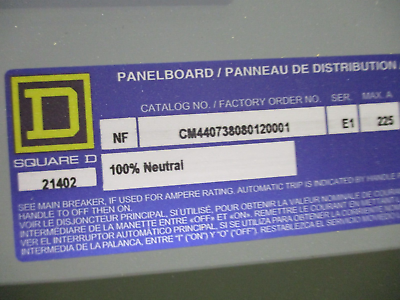 Square D NF Panelboard Interior w/ Box & Cover CM440738080120001 Box: MH44 225A