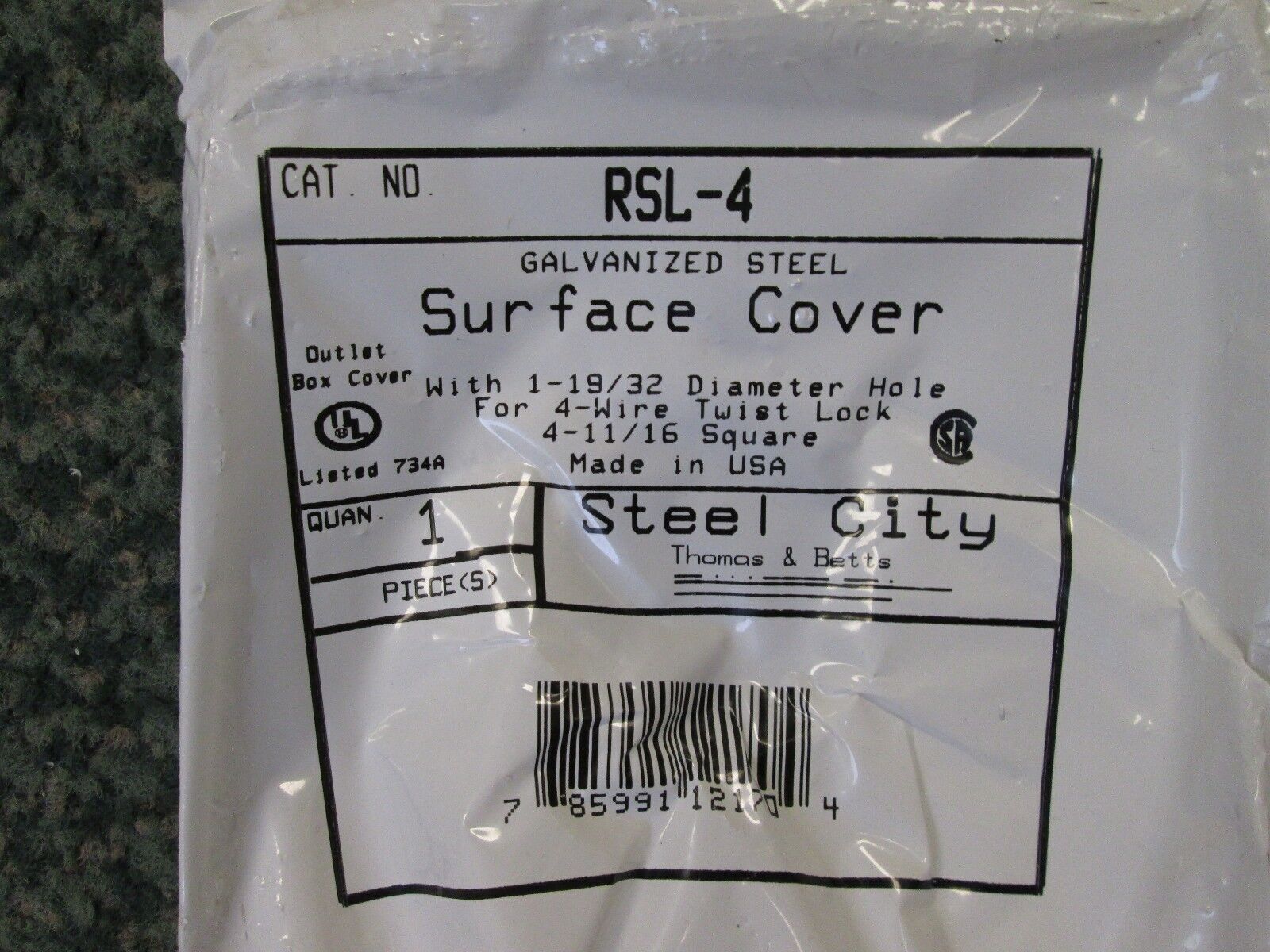 Thomas & Betts Round Outlet Steel Cover RSL-4 *Box of 9* Size 4-11/16"