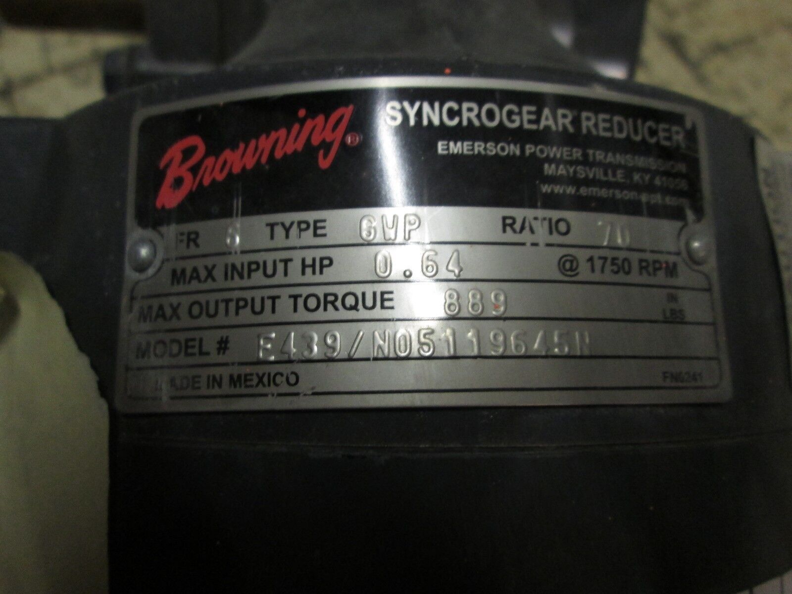 Browning Motor E439/N05119645N 1/2HP 1750 RPM's 56 Frame 208-230/460V