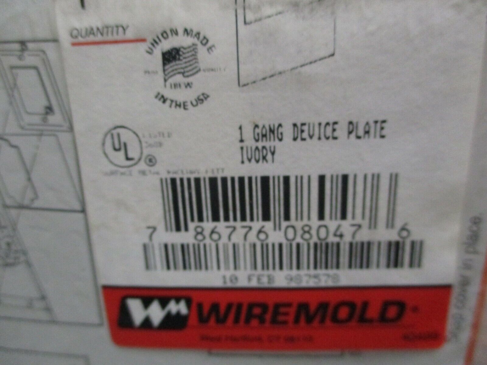 Wiremold Device Plate V4007C-1 1-Gang Ivory *Lot of 8* New Surplus