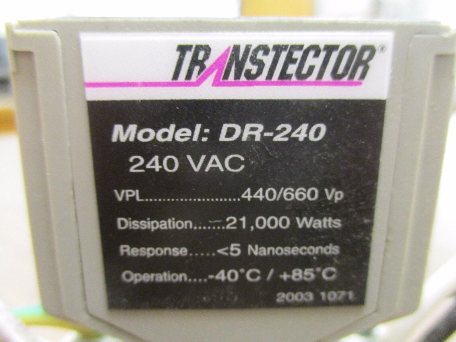 Transtector Surge Protector DR-240 240VAC 21000W Dissipation Used