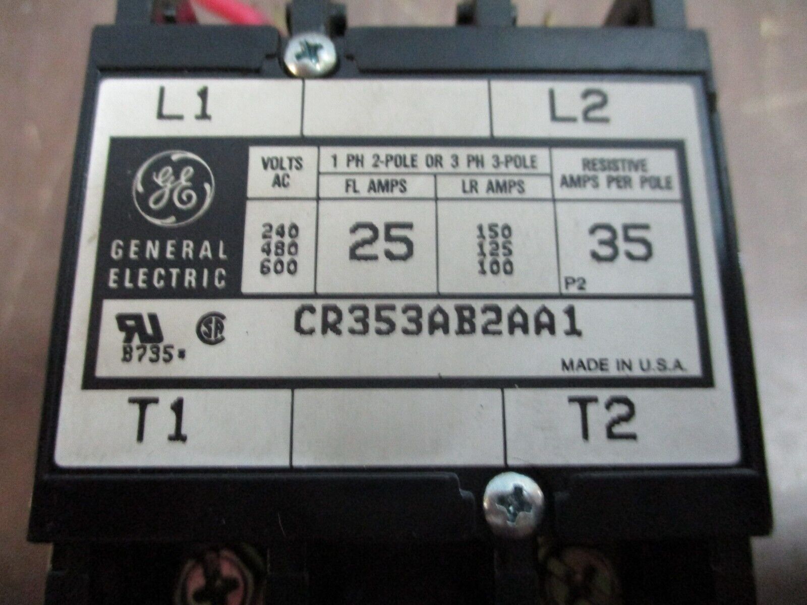 GE Contactor CR353AB2AA1 120V Coil 25A 600V Used