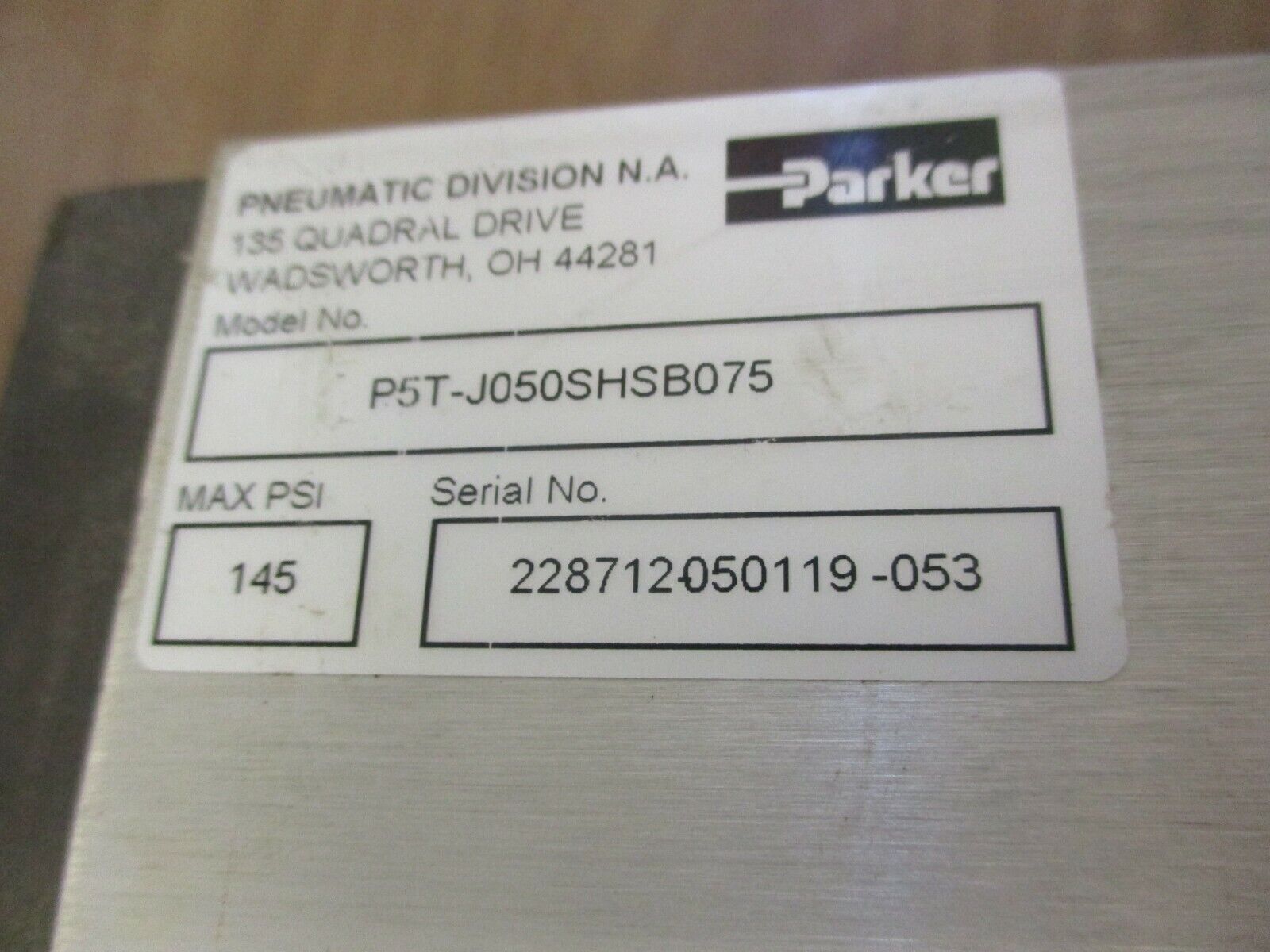 Parker Guided Cylinder Slide P5T-J050SHSB075 145PSI Used
