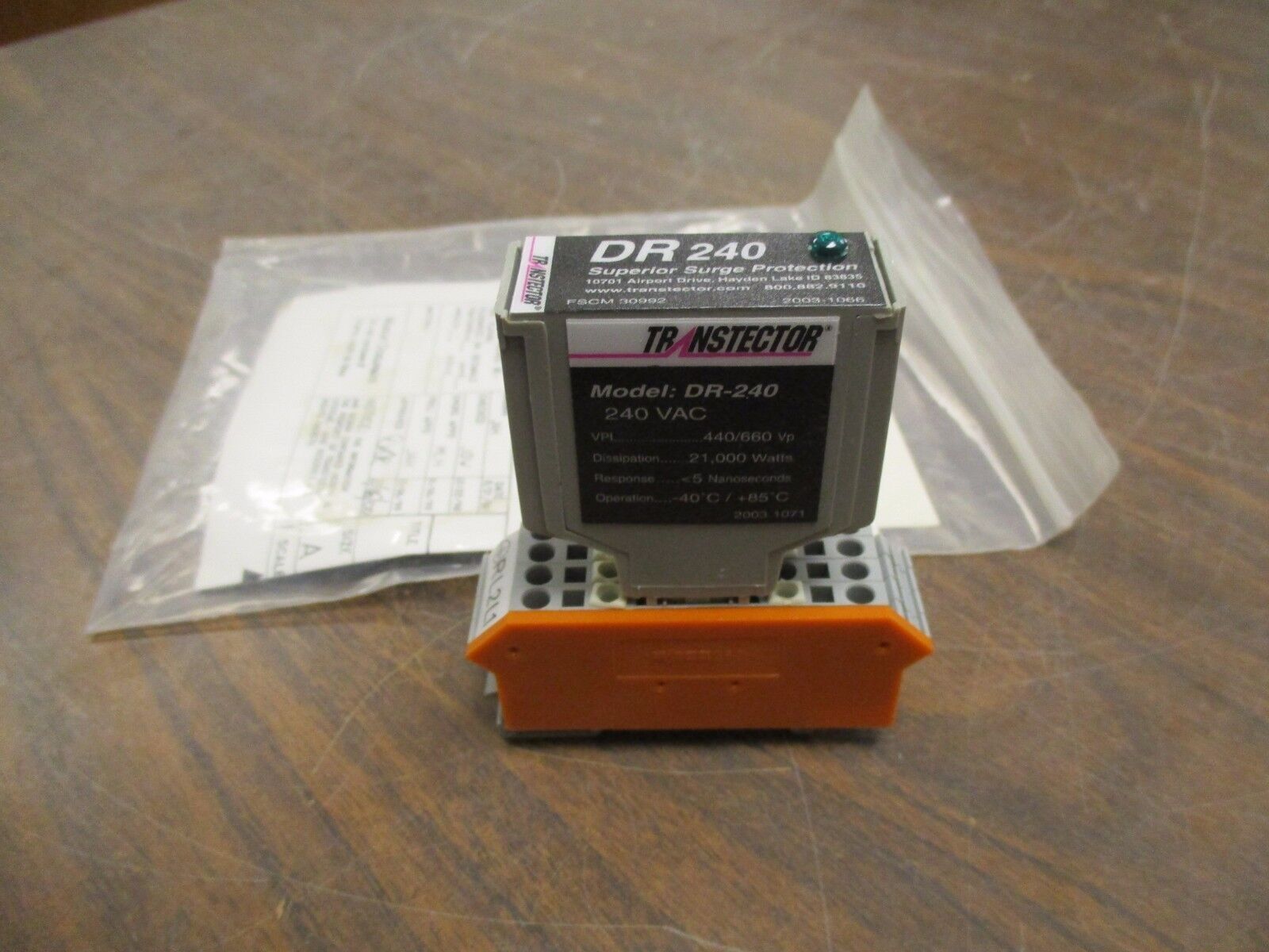 Transtector Surge Protector DR-240 240VAC 21000W Dissipation New Surplus