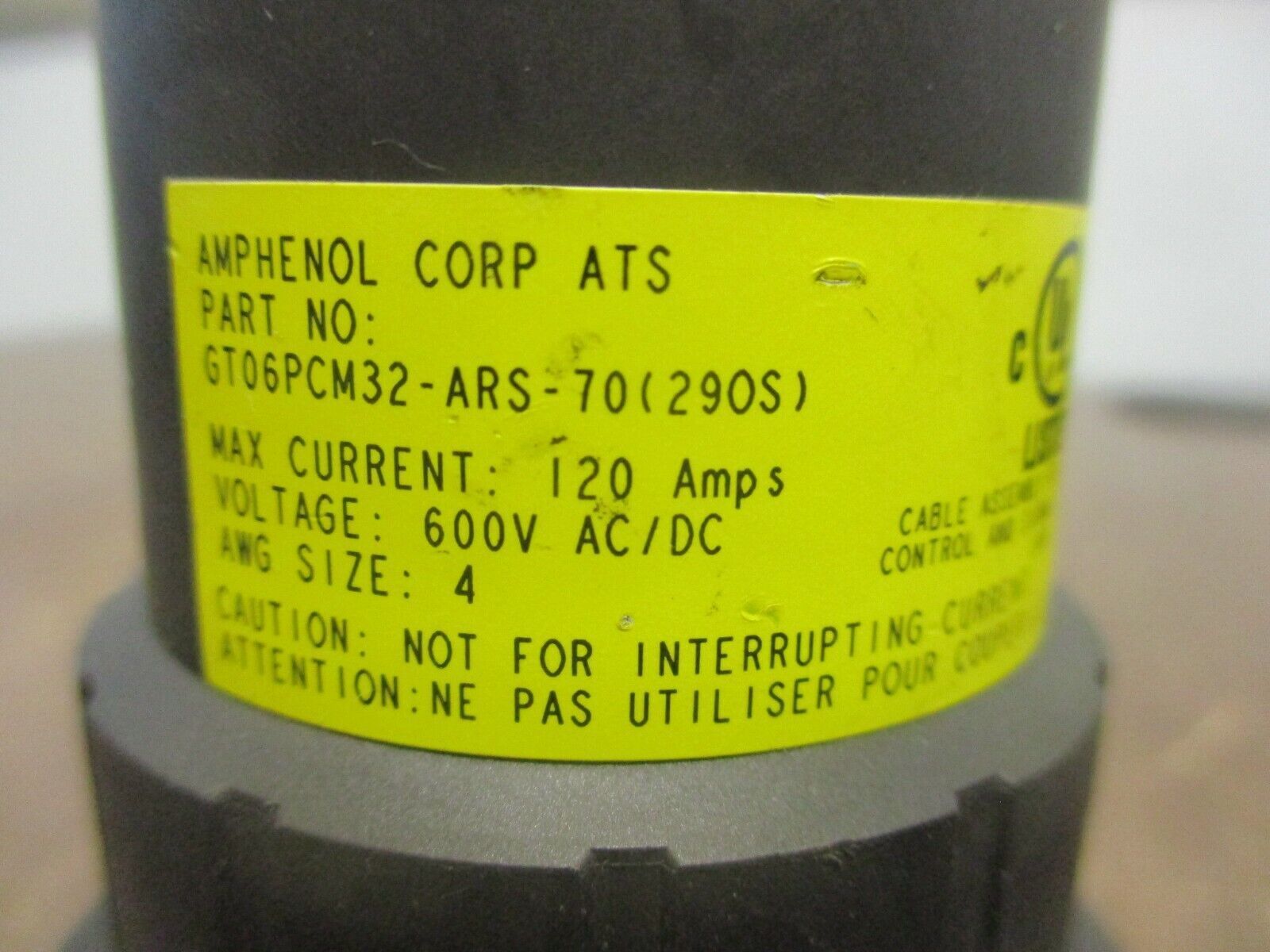 Amphenol Connector GT06PCM32-ARS-70(29OS) 120A 600V Used