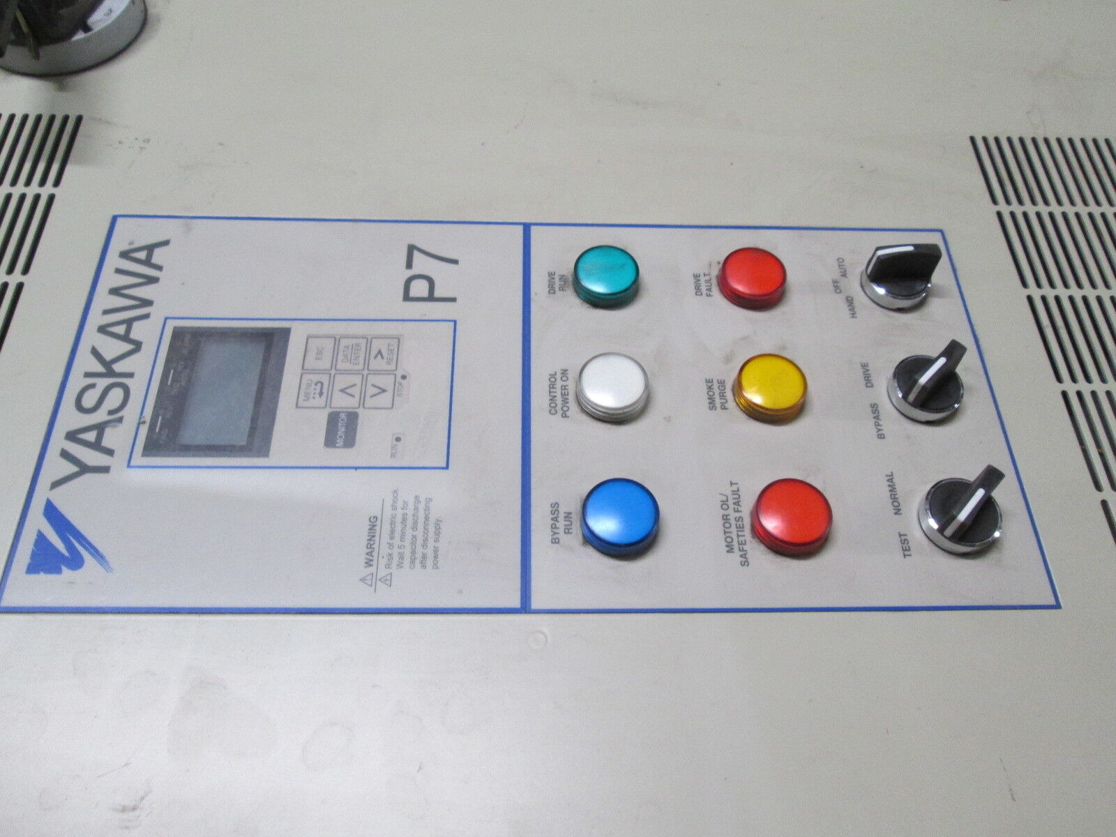 Yaskawa P7 AC Drive w/ Bypass P7BVB027XJ 40HP w/ Breaker Disconnect Used