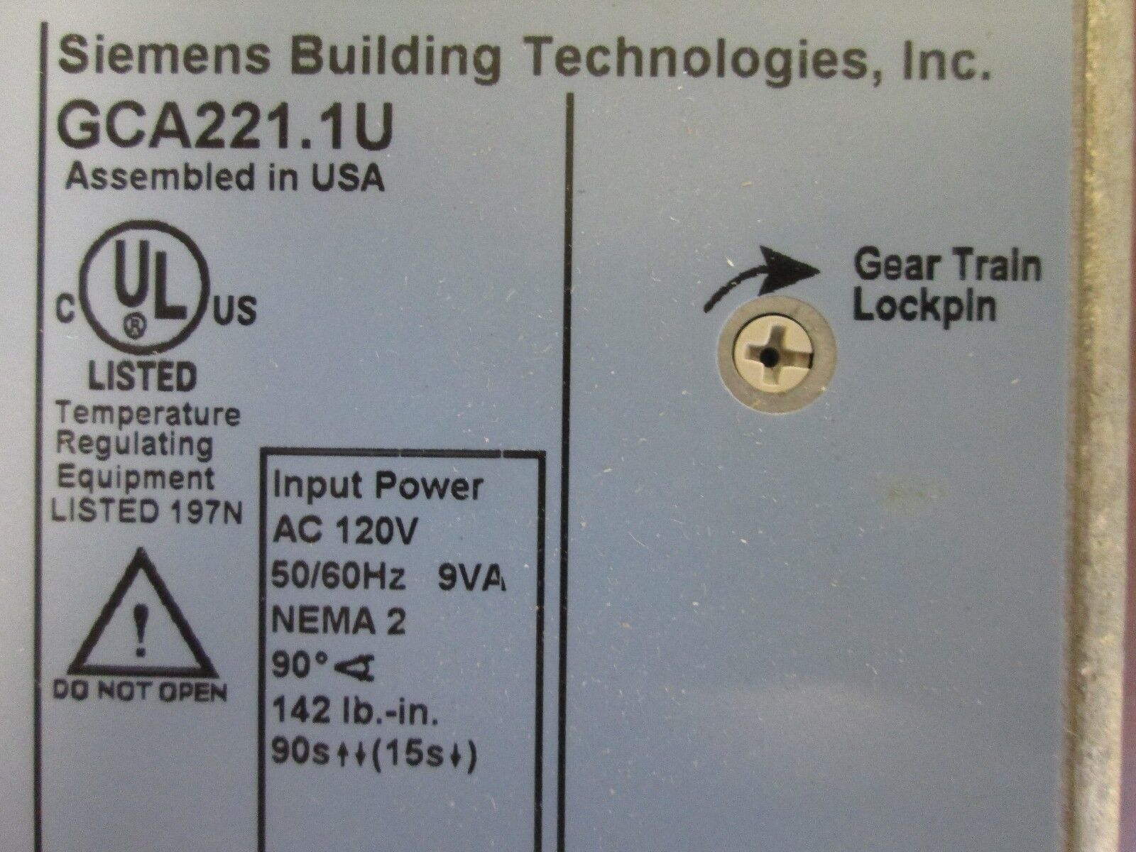 Siemens OpenAir Actuator GCA221.1U 120V 142in/lb 2P New Surplus