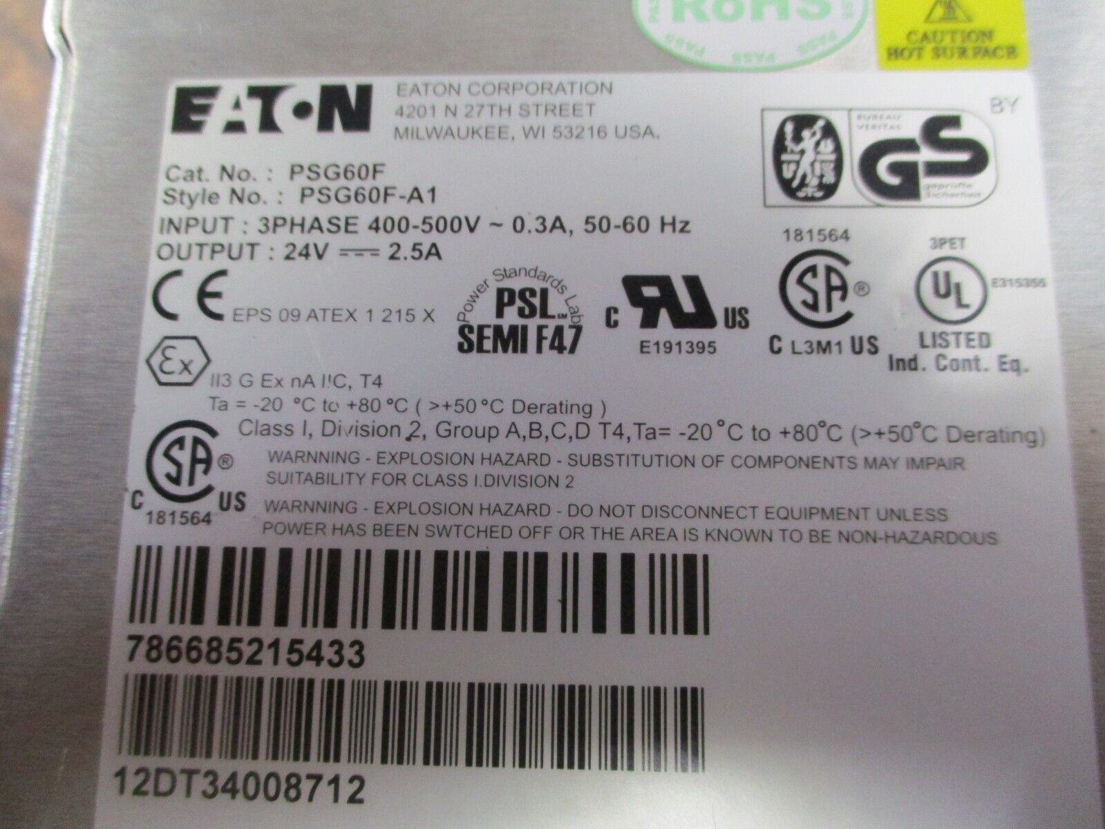 Eaton Power Supply PSG60F-A1 Used