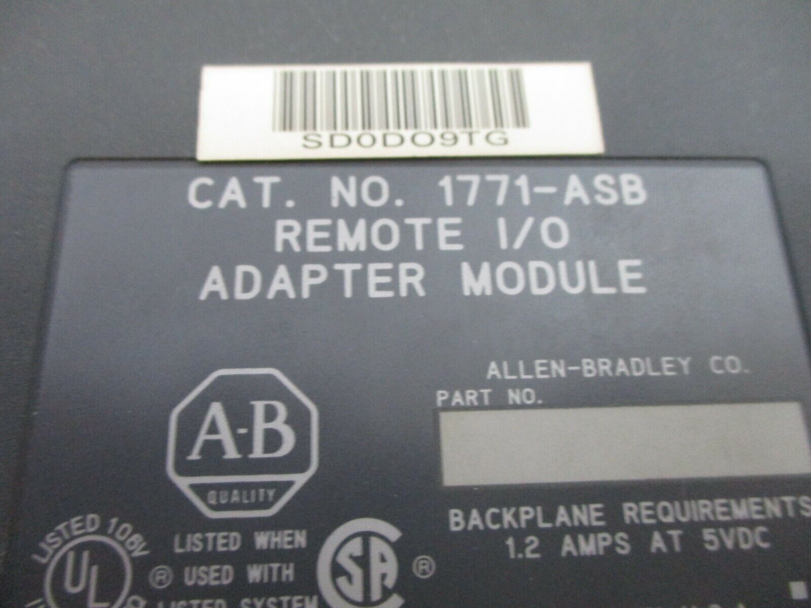 Allen-Bradley Remote I/O Adapter Module 1771-ASB Ser. A F/W Rev. B Used