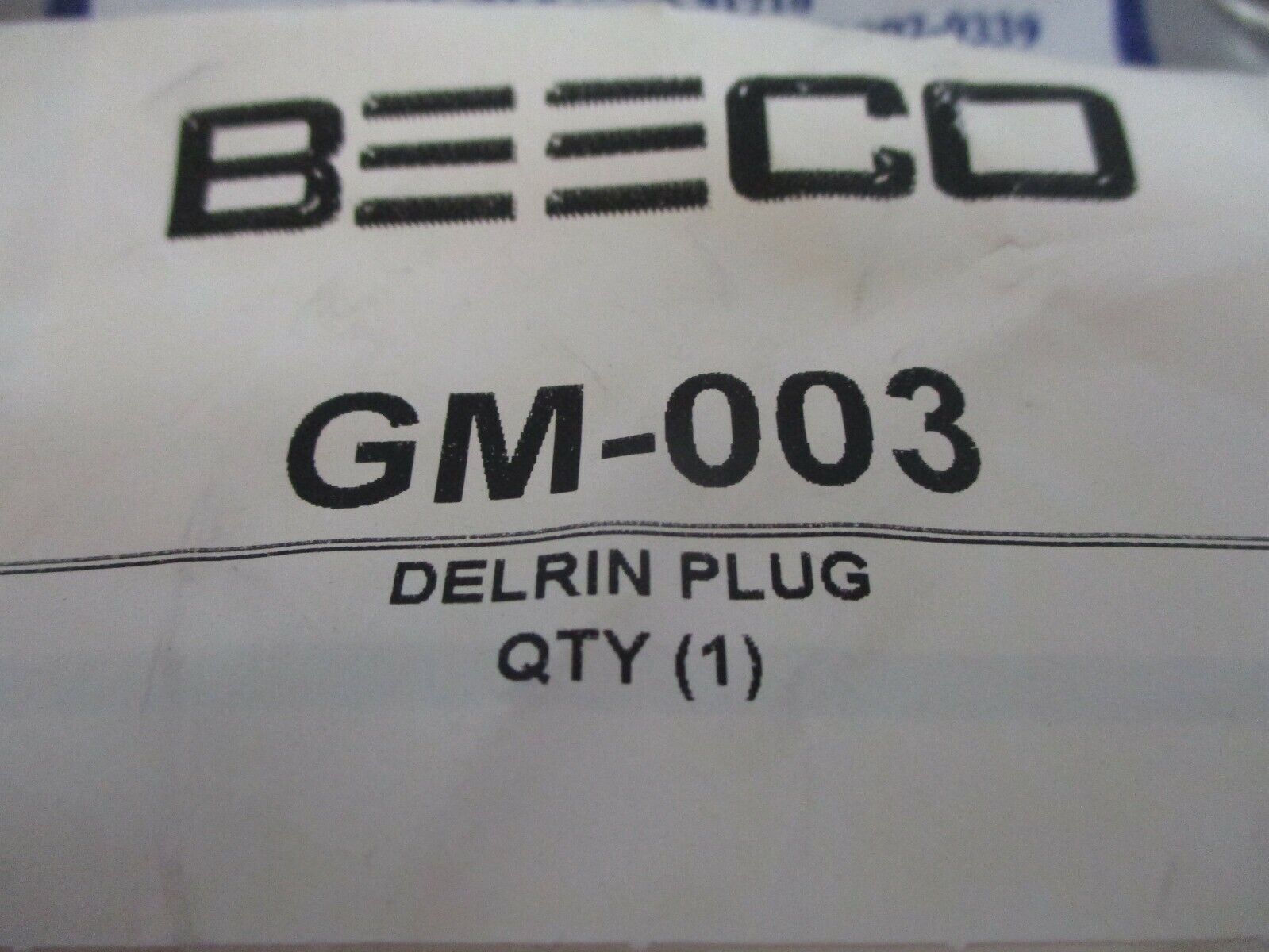 Beeco Delrin Plug GM-003 New Surplus