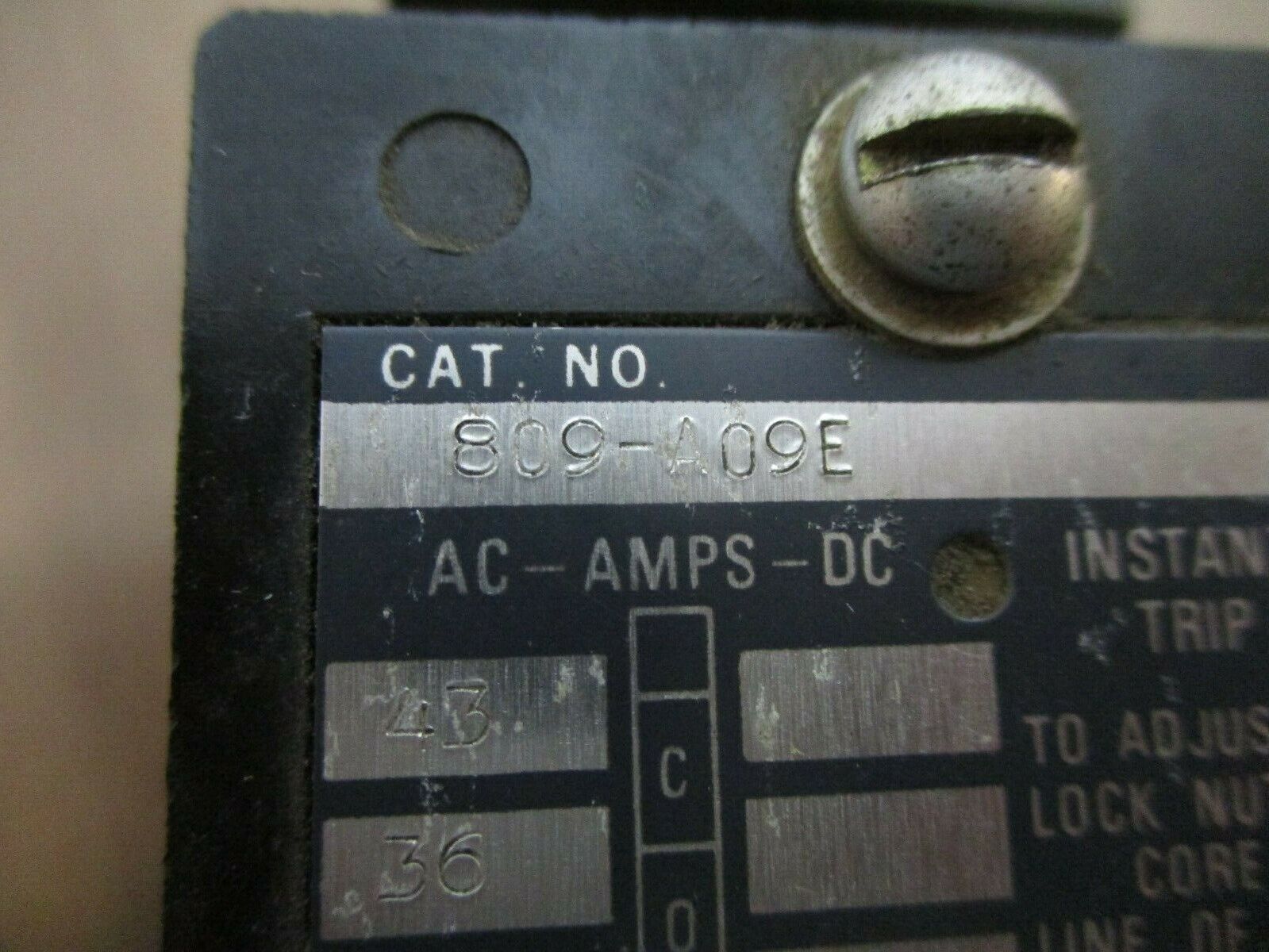 Allen-Bradley Instantaneous Trip Relay 809-A09E Ser. A 28A Continuous 600V Used