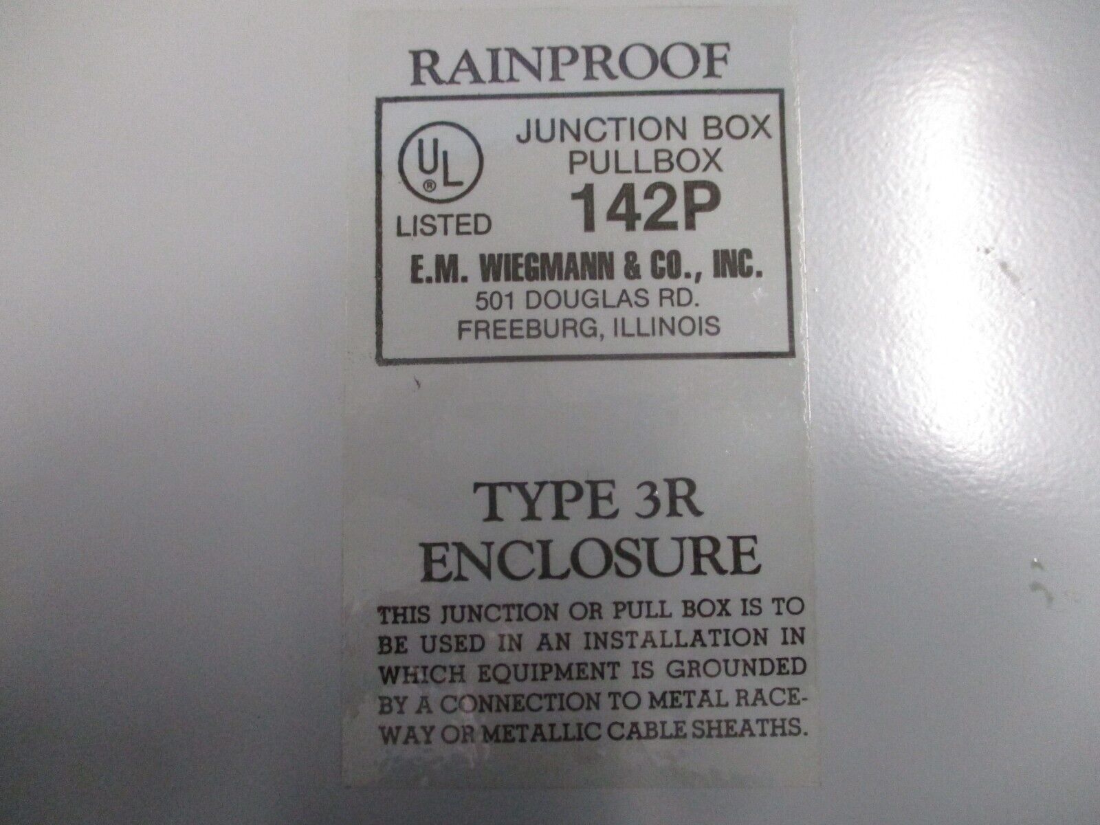 Wiegmann 3R Junction Box 142P 14" X 12" X 6" *No Box* New Surplus