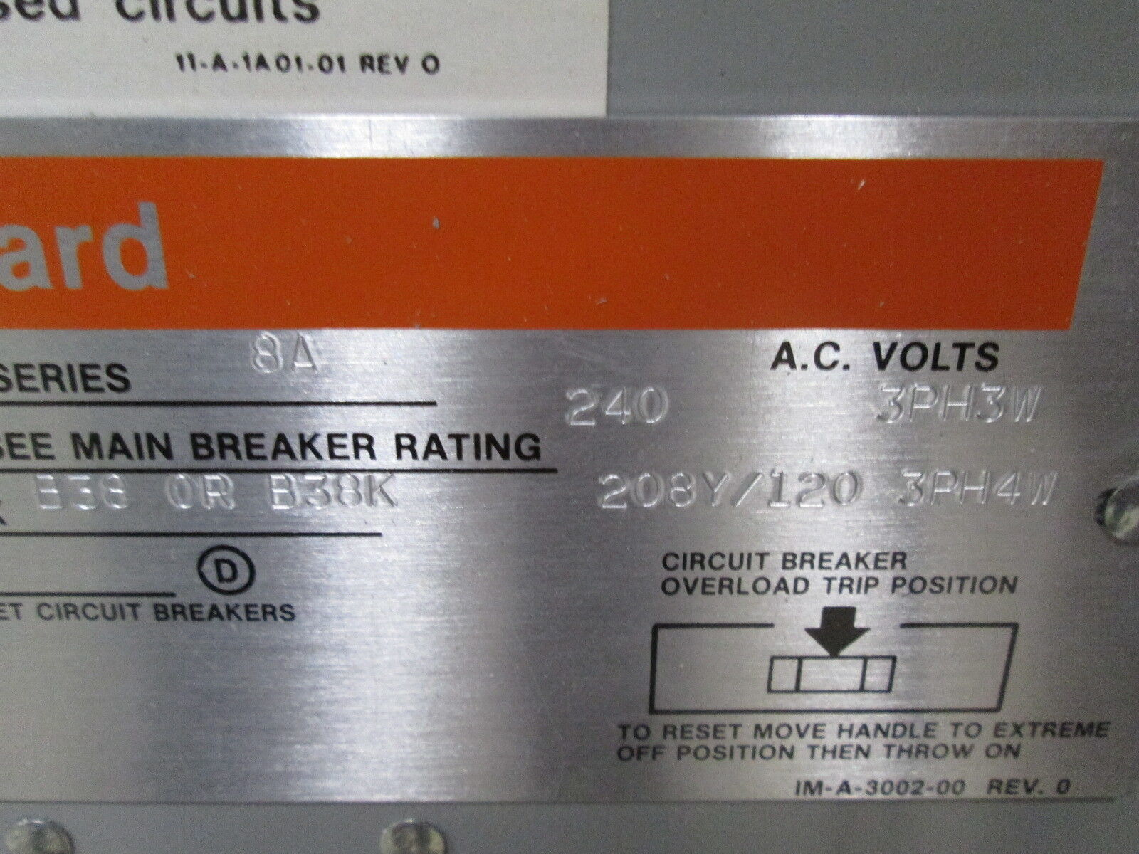 ITE Main Lug Circuit Breaker Panel UBA42-24L 225A Max 42-Slot 240/208Y/120V Used