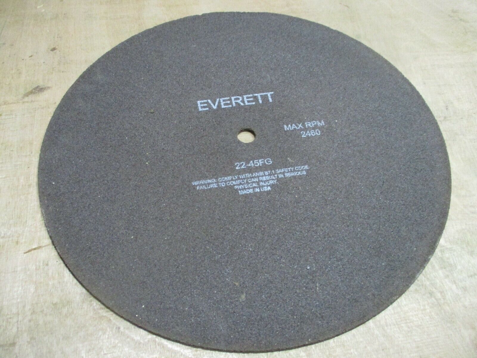 Everett Abrasive Wheel 22-45FG Diameter: 22" New Surplus