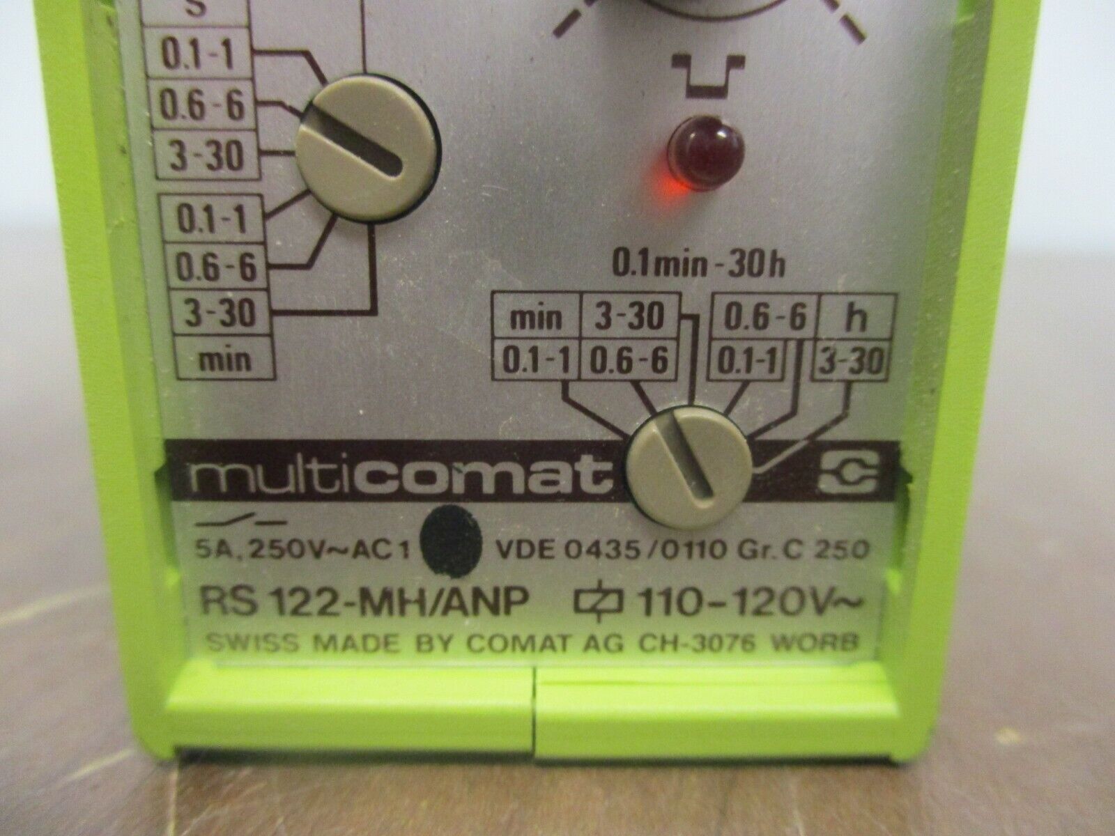 Multicomat Time Delay Relay RS 122-MH/ANP Range: 0.1sec-30min / 0.1min-30Hr Used
