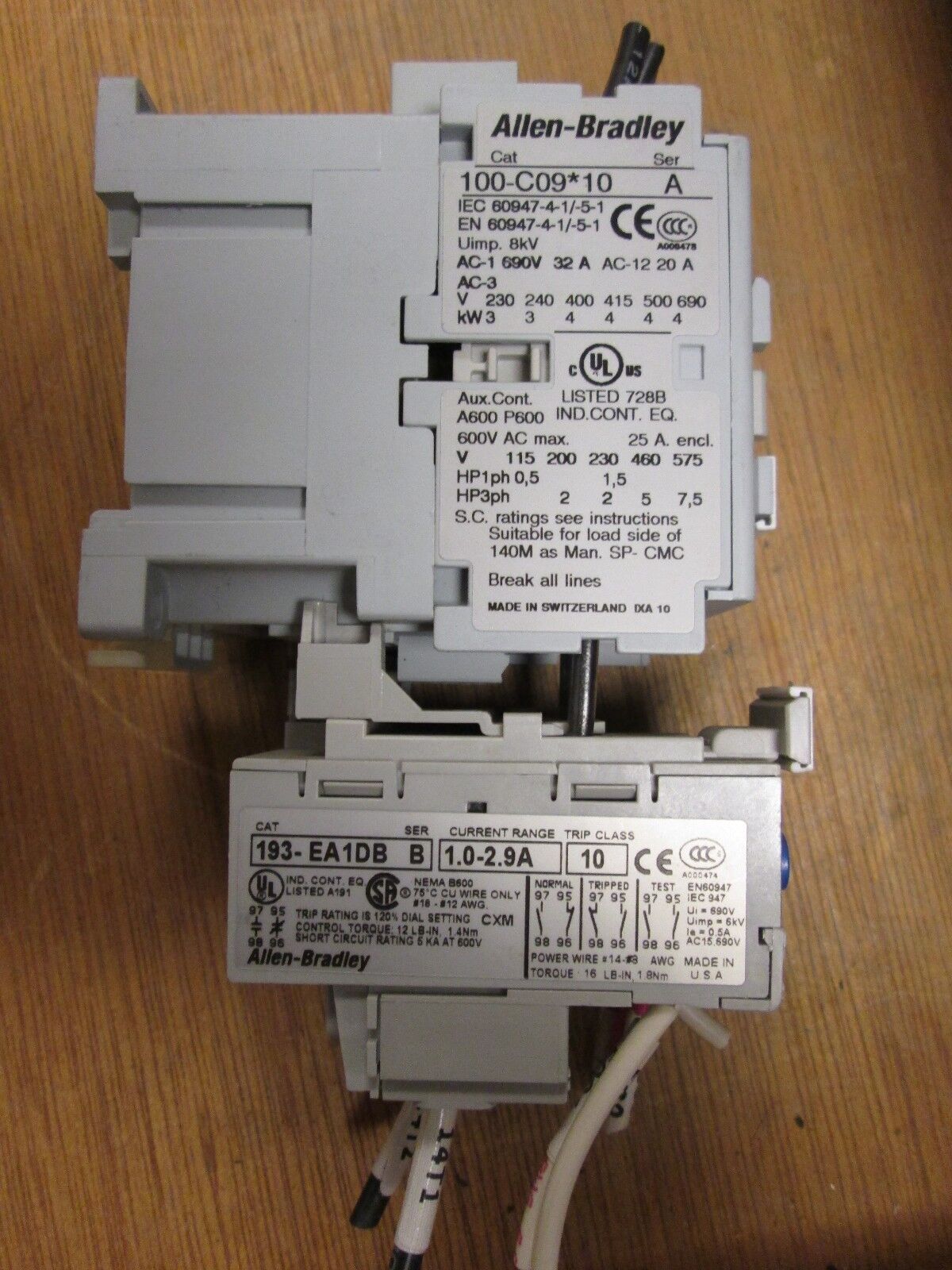Allen-Bradley Starter 100-C09*10 193-EA1DB Range 1-2.9A 120V coil Used