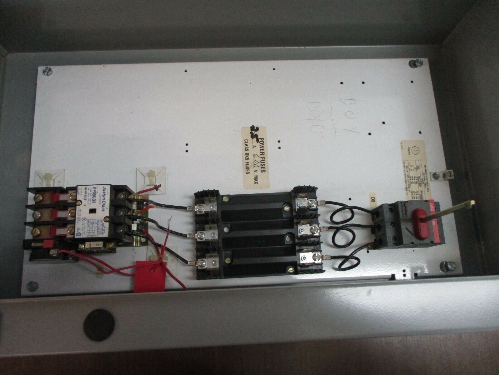 Joslyn Clark Fusible Size 0 Combination HP05U03 480V Coil 18A 600V Used