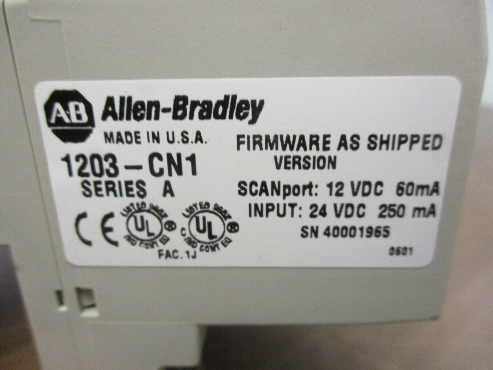 Allen-Bradley Scanport Control Net 1203-CN1 SCANport 12VDC 60MA Used