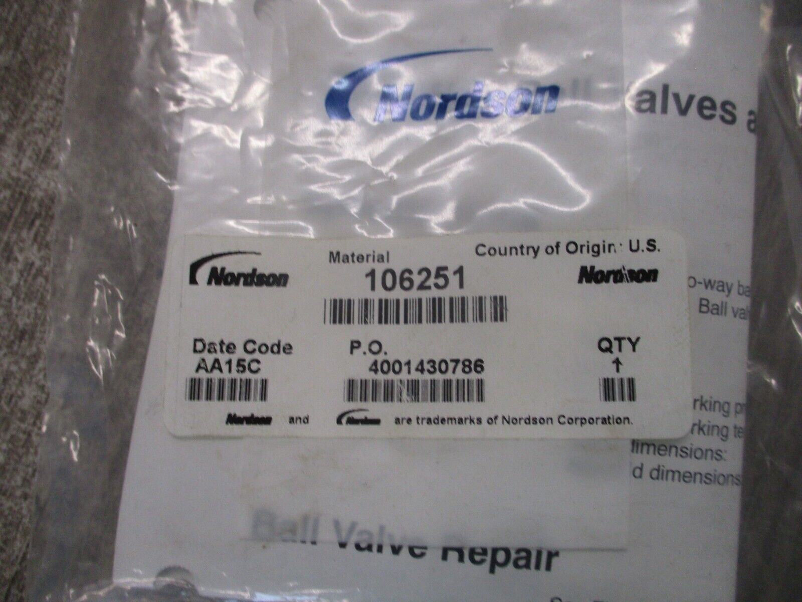 Nordson Valve Repair Kit 106251 New Surplus